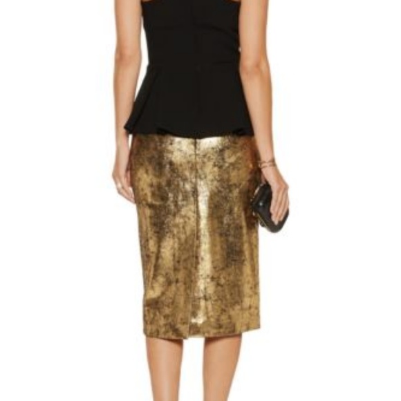 💕HP💕Gold/Black Leather “Crackled “ Look  Pencil Skirt NWT (RAOUL) also fits reg - Picture 8 of 11
